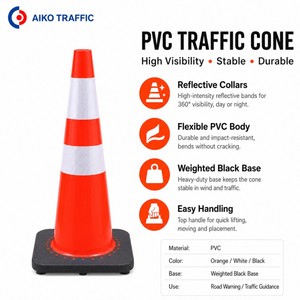 H70CM cono di traffico in PVC alto visibile arancione costruzione campo marcatore per la sicurezza della carreggiata e coni di parcheggio - Product Image 2
