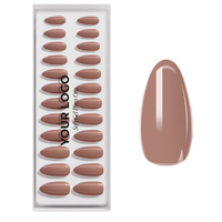 Faux ongles en gel souple réutilisables à presser, couleur amande moyenne, pour marque privée, effet espresso