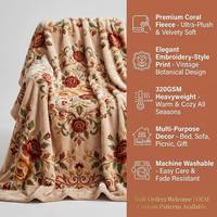 YouYou Fabricant – Polyester en velours corail délicat, couleur florale, lavable en machine, inaltérable, température constante, chaud et doux