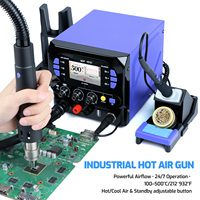 Station de Retravail WEP 983D 1100W 3-en-1 à Chauffage Rapide pour Réparation SMD, Alimentation CC et Fer à Souder à Air Chaud C245