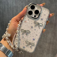 Étui de téléphone portable de luxe avec caméra en diamant pour IPhone16 Pro Max 17 15 14 Plus 13 12 DIY Diamond Glitter Bowknot Phone case