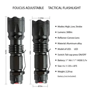 Wholesale Grade Mini LED Tactical Flashlight Zoom Clip Torch Light 3 Modes Compact Design Pocket EDC Flashlight