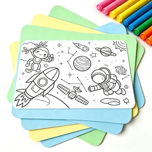 Tapis de coloriage en silicone réutilisable, tableau de dessin lavable et effaçable pour enfants, jouet éducatif précoce pour la peinture, vente en gros - Product Image 1