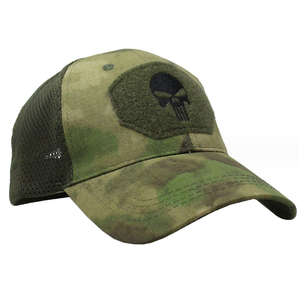 Chapeau de soleil camouflage BH04 pour entraînement, activités de plein air, sport, équitation, course à pied, avec fermeture auto-agrippante et logo tête de mort brodé, taille ajustable - Product Image 2