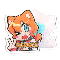 Badges et épingles en acrylique holographique transparents imprimés avec logo personnalisé Vograce, design créatif