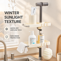 Support de Robinet Horizontal en Plastique pour Égouttoir à Vaisselle et Rangement d'Éponges et de Savon