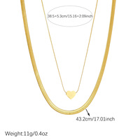 Ensemble de colliers minimalistes en acier inoxydable avec pendentif cœur double couche, plaqué or 18 carats PVD, argent inaltérable, bijoux superposés