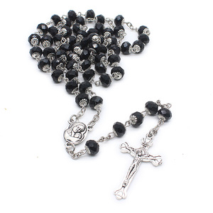 Rosario de cuentas cristalinas Komi al por mayor con colgante de cruz de María, rosario cristiano - Product Image 1