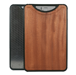 Planche à découper de cuisine en bois double face avec poignée, épaisseur 2,0 cm, rectangulaire, bloc de boucher - Product Image 1