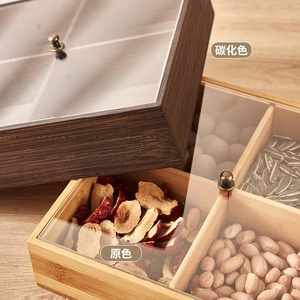 Boîte de rangement en bois avec couvercle, conteneur alimentaire carré multifonctionnel pour noix, bonbons, thé, utilisation dans le salon - Product Image 3