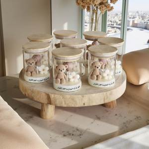 Bougies en cire de soja en forme d'ours mignonnes dans des pots en verre avec motif de ballon, décoration de bienvenue pour le petit prince, pour les anniversaires - Product Image 3
