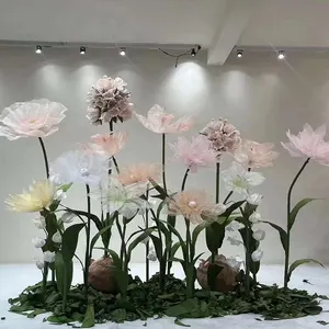 I84 Soporte de flores gigantes Flores artificiales hechas a mano grandes y altas Decoración para fiesta de boda