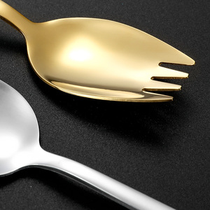 Stainless Steel Salad Fork And Spoon Gold Long Handle <b>Dessert</b> Fruit Fork For Adults - Product Image 2