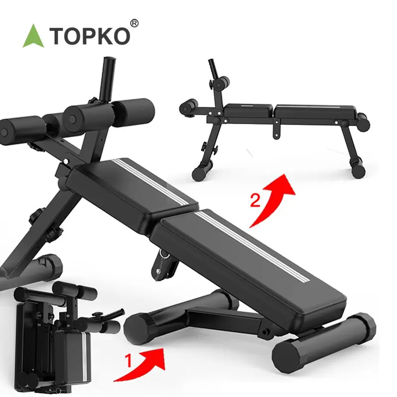 TOPKO 조정 가능한 무게 벤치 접이식-660 Lb 안정적인 운동 벤치, 36 확장 머리 및 목 보호 디자인, 3 초 고속
