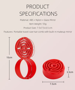 Cepillo de Pelo Circular Portátil y Plegable 2 en 1 con Espejo de Maquillaje Integrado para Bolsos de Mujer - Product Image 6