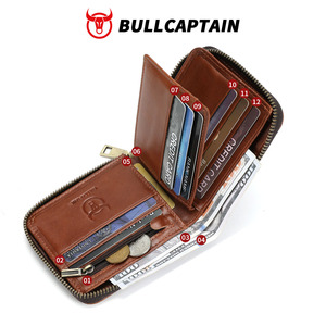Portefeuille en cuir véritable BULLCAPTAIN pour homme, avec pince à billets, porte-cartes de crédit et porte-monnaie. - Product Image 3