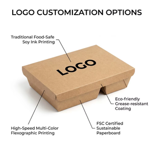 Boîte à lunch en <span class=keywords><strong>papier</strong></span> <span class=keywords><strong>kraft</strong></span> écologique à compartiments, personnalisable en gros, conteneur alimentaire jetable à 3 compartiments pour la préparation des repas à emporter - Product Image 2