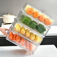 Boîte de rangement transparente en PET pour réfrigérateur, tiroir organisateur empilable, conteneur de rangement de cuisine, bac de conservation alimentaire, boîte organisatrice pour réfrigérateur