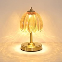 Lampe de table LED tactile de luxe AB Nordic avec abat-jour en verre, rechargeable sans fil, en métal, pour restaurant, hôtel, chevet