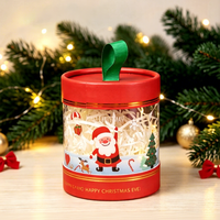Boîte cadeau cylindrique transparente de Noël, tube en PVC transparent avec couvercle rouge, boîte à pommes avec ruban, fournitures de décoration de fêtes en stock