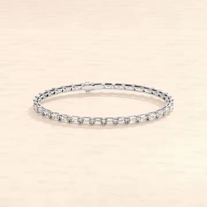 Bracelet de tennis en or massif 14 carats style bracelet avec motif de serrure bracelets Moissanite à porter quotidiennement cadeau tendance - Product Image 1