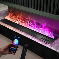 Cheminée électrique à vapeur d'eau 3D PANSEE PE-1500 avec télécommande, design moderne en acier inoxydable pour la maison et l'hôtel