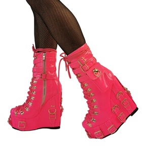 2026 Spice Girl Halloween Gothic Style Leather Buckle <b>Wedge</b> Thick Sole High <b>Heel</b> Plus Size Women Ankle <b>Boots</b> - Product Image 1