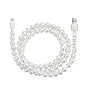 New Product Ideas 2024 Pearl Bead Data Cables Cute Phone Charger