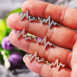 Heartbeat Lightning Stud Earrings for Women Creative Sparkling Fashion Jewelry Wholesale - Product Image 2