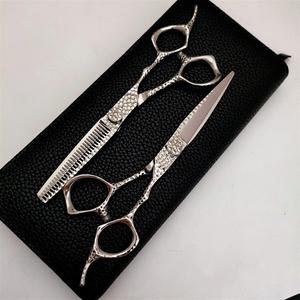 Ciseaux de coiffure personnalisables 6 pouces, ciseaux plats et ciseaux à effiler en acier inoxydable 440C, pour droitiers, usage professionnel - Product Image 3