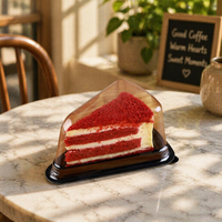 Boîte à gâteau triangulaire en plastique transparent, jetable, pour portion individuelle, base dorée et noire, emballage pour pâtisserie