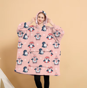 Factory Oversized Portable Eco-Friendly 100% Polyester Big Blanket <strong>Hoodie</strong> for Adults Extra <strong>Long</strong> Sherpa Wearable Hooded - Product Image 6