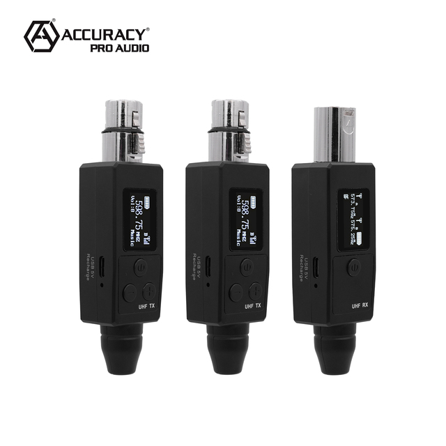 Accuracy Pro Audio UHF-MTU004 3 Pieces Wireless Microphone Transmitter and Receiver Plug-on Microphone Wireless System