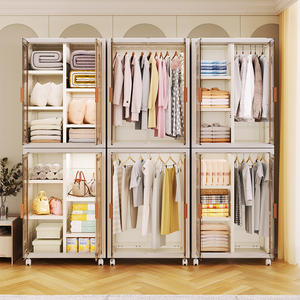 Roue universelle multifonctionnelle combinable, pliable et mobile Chambre à coucher Armoire Porte transparente Supports de rangement en <span class=keywords><strong>plastique</strong></span> - Product Image 2