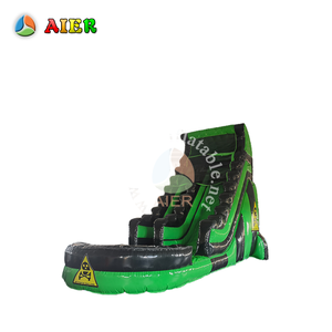Toboggan aquatique gonflable à thème Green Toxic <span class=keywords><strong>avec</strong></span> <span class=keywords><strong>piscine</strong></span> à jets d'eau pour parc aquatique extérieur, jardin, été, enfants, adultes, <span class=keywords><strong>location</strong></span> pour fêtes et événements - Product Image 1