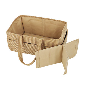 Pañal de tela de pana caqui, organizador de guardería, bolsa de pañales <span class=keywords><strong>para</strong></span> bebé, cesta <span class=keywords><strong>para</strong></span> regalo de bebé recién nacido - Product Image 4