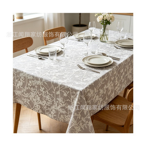 Lace <b>Tablecloth</b> Floral Flocked Design Polyester Hotel Restaurant Use - Product Image 5