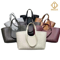 Sac fourre-tout tressé en cuir de vachette pour femme, avec doubles poignées, bandoulière amovible, pochette zippée, durable et portable
