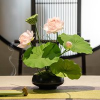 Handgemaakte lotus zijden kunstbloemenarrangementen in Chinese stijl voor hotel- en theehuistafeldecoraties - design decoratieve accenten