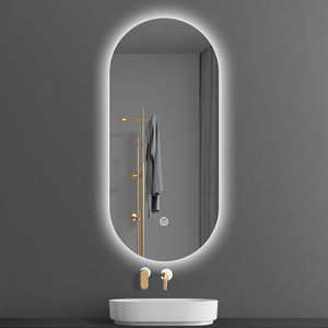 <span class=keywords><strong>Miroir</strong></span> de salle de bain LED intelligent moderne en forme de capsule, rétroéclairé, pour projet hôtelier - Product Image 1