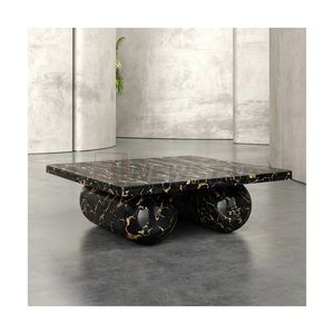 <span class=keywords><strong>Tavolino</strong></span> da Caffè Quadrato Newstar di Nuovo Design in Marmo Naturale Nero Portoro con Base Ovale Doppia, <span class=keywords><strong>Tavolino</strong></span> da Tè <span class=keywords><strong>Giallo</strong></span> - Product Image 2