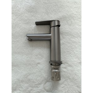 Stainless Steel Gunmetal Washbasin Faucet Single Handle Ceramic Valve 25 In Height <b>Hot</b> <b>Cold</b> Water Mixing - Product Image 3