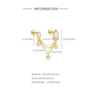 ROXI Pendientes de Plata de Ley 925 con Borlas Planas y Circonitas Incrustadas en Forma de Caballo para Oreja Doble, Ideales para Bodas y Fiestas - Product Image 2