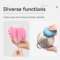 Éponge de nettoyage double face réutilisable en microfibre, éponge à récurer avec logo personnalisé, pour la cuisine domestique, vente en gros