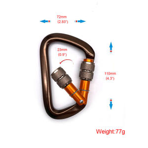 Clip de gancho de aluminio de seguridad Mosquetón de aluminio <span class=keywords><strong>en</strong></span> forma de <span class=keywords><strong>D</strong></span> de bloqueo ultraligero Mosquetones fuertes de escalada de 25kn Safety <span class=keywords><strong>EN</strong></span> CE - Product Image 3