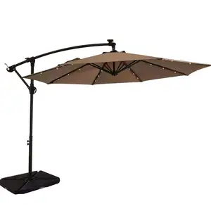 Vườn dù để che nắng cantilever Led thương mại Tùy chỉnh ngoài trời khách sạn năng lượng mặt trời LED chiếu sáng parasol Patio ô