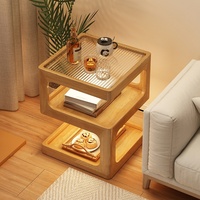 Table de Chevet Moderne Simple en Bois Massif avec Rangement, Style Crème Personnalisable, pour Chambre à Coucher et Salon, Meuble de Maison