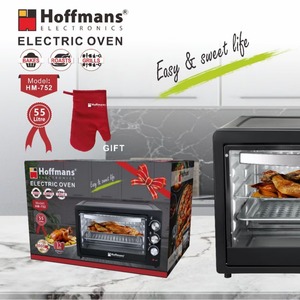 Horno Eléctrico Hoffmans HM-752 de 55L y 2000W con Asador Giratorio y Temporizador, Cuerpo Negro, Electrodoméstico para Hornear, Ideal para Familias Grandes - Product Image 6