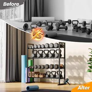 ダンベルラック 金属製 調節可能なウェイトスタンド 3層拡張ベース ウェイト収納 ホームジム 省スペース フィットネス機器 - Product Image 6