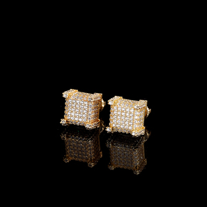 925 Sterling Silver Hip Hop Iced Out Jewelry Gold Plated <b>Earrings</b> Women Micro Pave 3A Zircon Square Screw <b>Back</b> <b>Earring</b> - Product Image 3